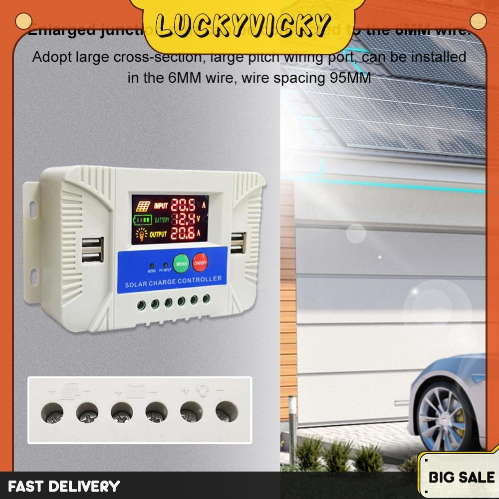 Controlador De Carga Solar 12V 24V Painel Display LED Para Solução De Energia Doméstica E Externa