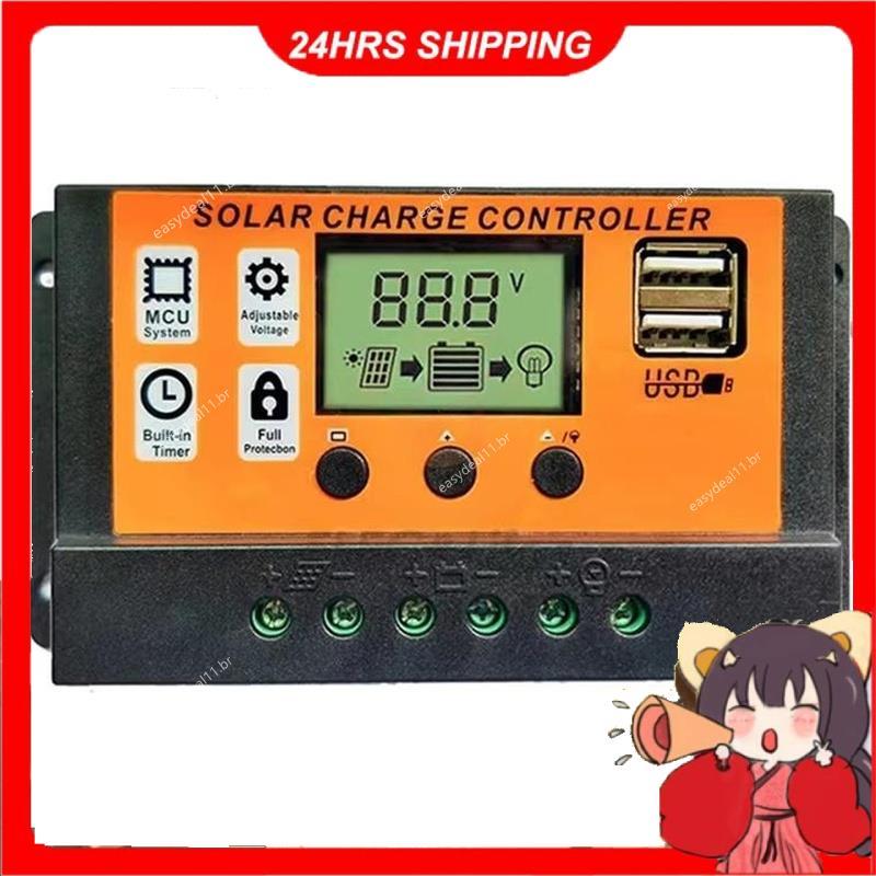 Controlador De Carga Solar 40A , Painel , 12V/24V De Exibição LCD Ajustável , Regulador De Bateria Com Porta USB