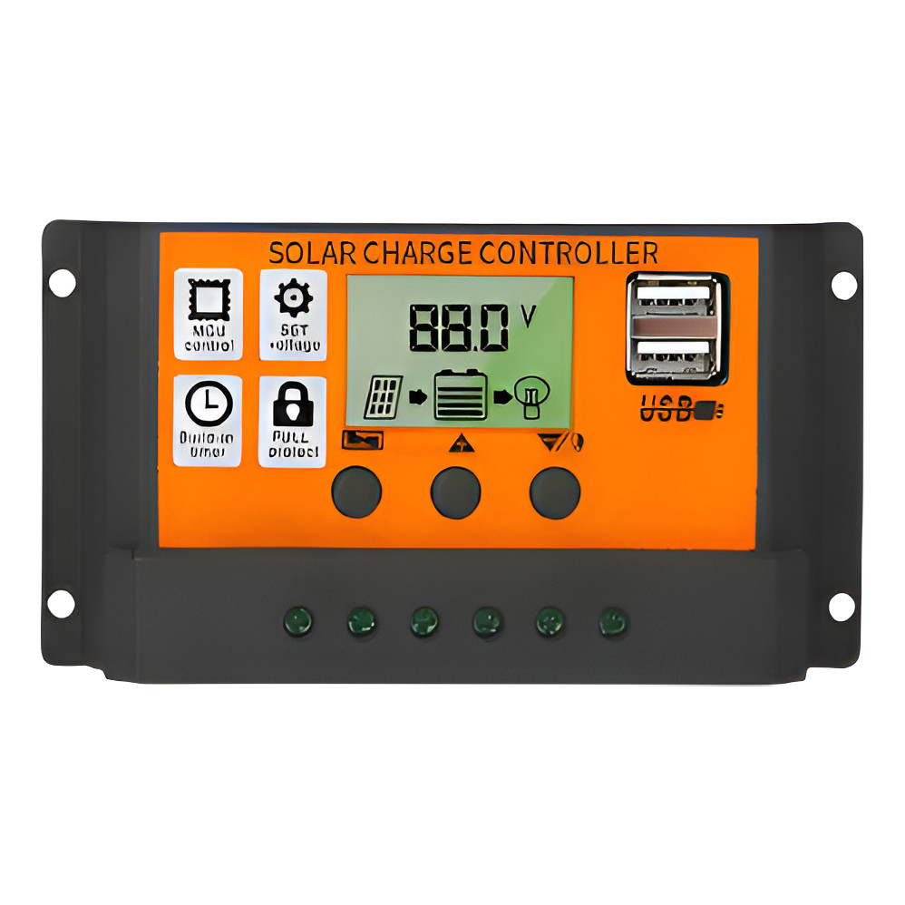 Controlador De Carga Painel Pwm Usb Lcd Display 12/24v 100a