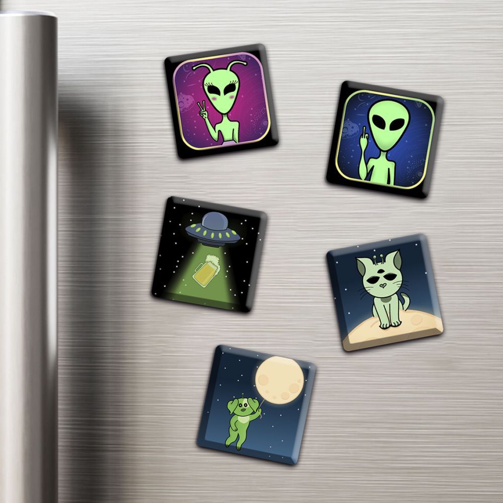Imã de Geladeira - Pack Ímãs Aliens / Alienados (5 unidade de 5cm)