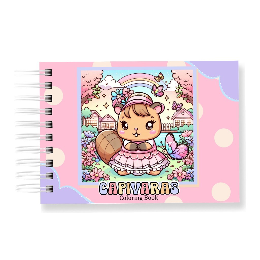 Livro de Colorir Capivara 50 Folhas 180G Caderno de Desenho Pintura Coloring Book SEM PERSONALIZAÇÃO
