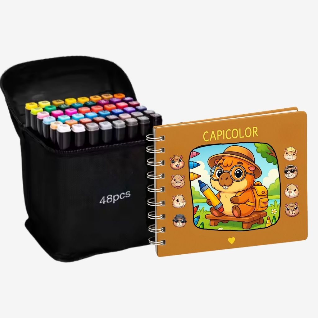 Livro de Colorir CAPIVARA Canetinha 50 Folhas Oficial Pintar Capa Dura A5 Bob Goo Bob God