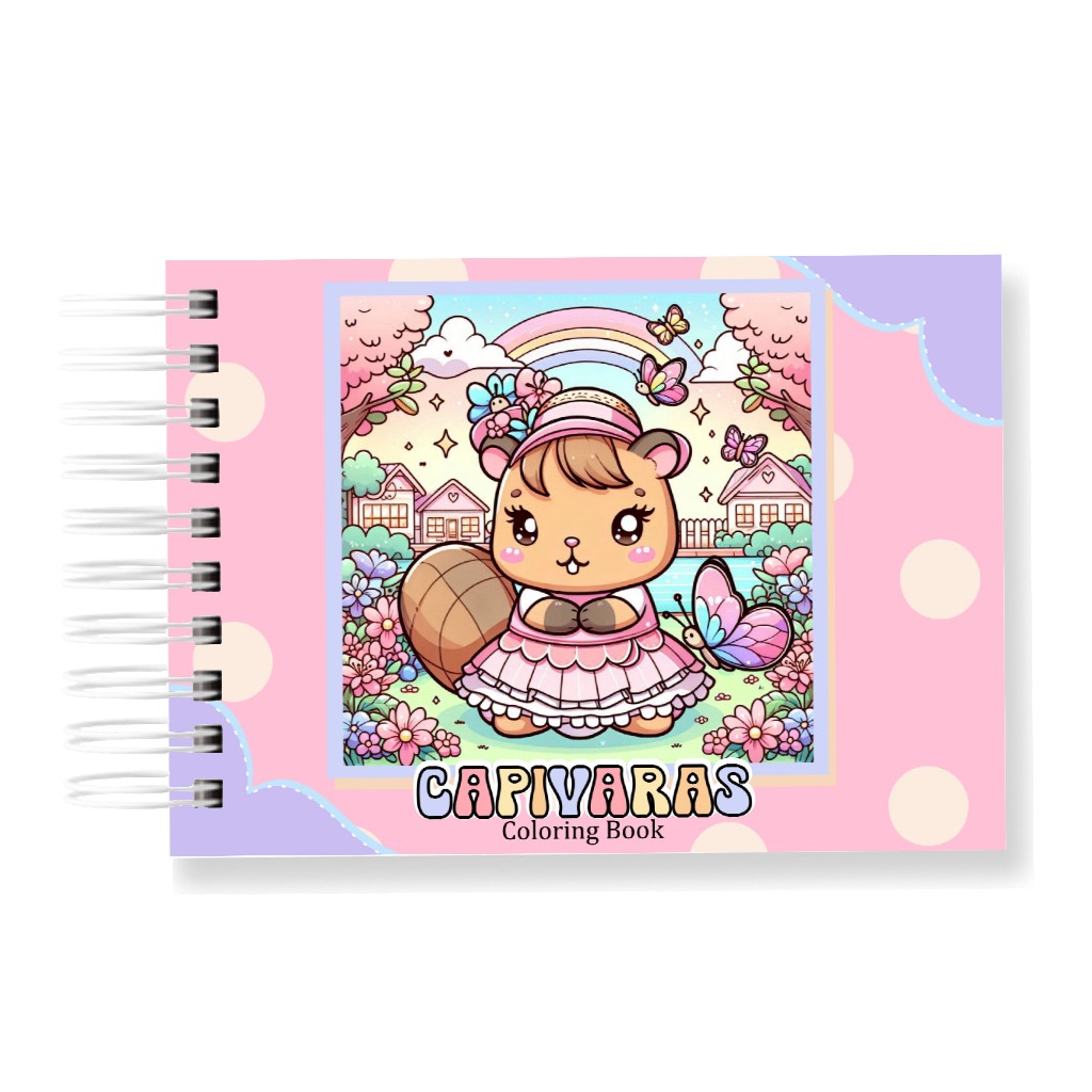 Livro de Colorir Capivara 50 Folhas 180G Caderno de Desenho Pintura Coloring Book SEM PERSONALIZAÇÃO