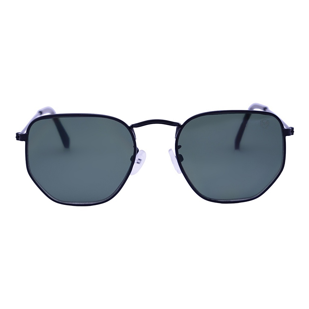 Óculos de Sol Unissex Hexagonal Metal Mackage - Preto com Verde