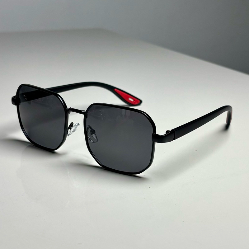 Óculos de Sol Unissex Hexagonal Premium Casual Lentes Black Metal Proteção Uv400 Elegança e Estilo