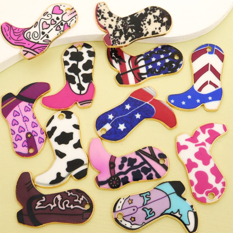 10 Peças Criativas Coloridas Impressas Impressão Ocidental Bota De Cowboy Amuletos Retrô Botas Jeans Pingente De Liga De
