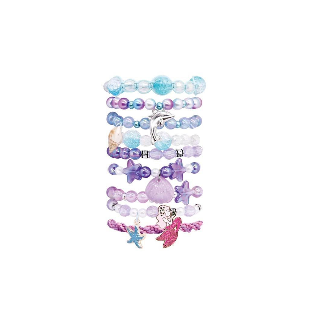 Kit Sereia Pocket Miçangas Pingentes Elásticos Cordões Fita Criativo Infantil DIY Bijuterias