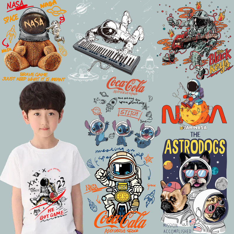 Adesivos Impressos Série Astronauta , Transferência De Calor Da NASA , De Tecido DIY , CocaCola , Lavável Decorativos