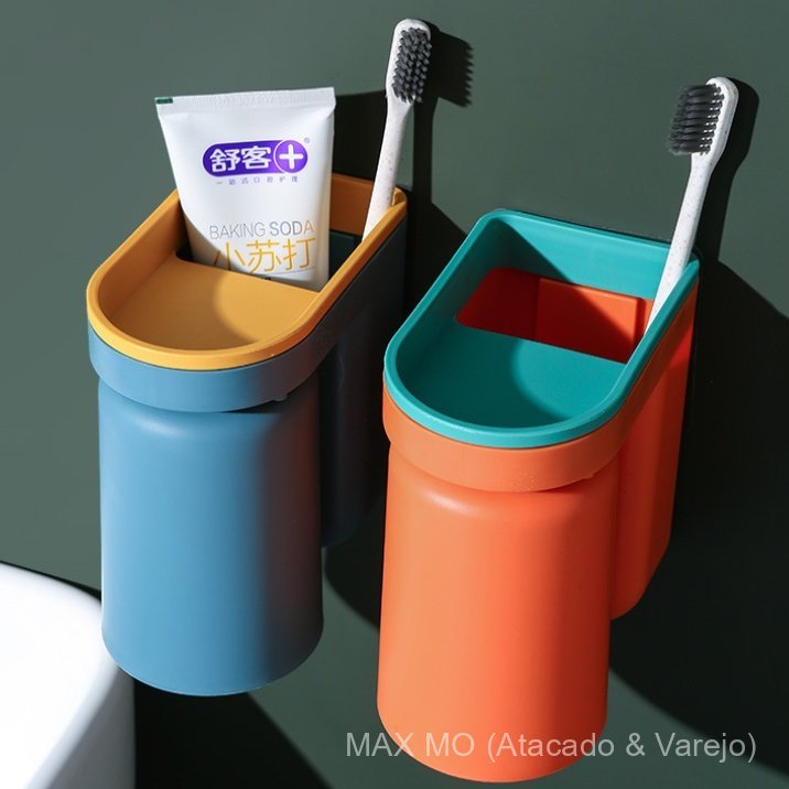 2/3/4 Unidades  Organizador De Escovas Verde Wall Mount Sem Perfuração Múltiplos Espaços E Drenagem De água