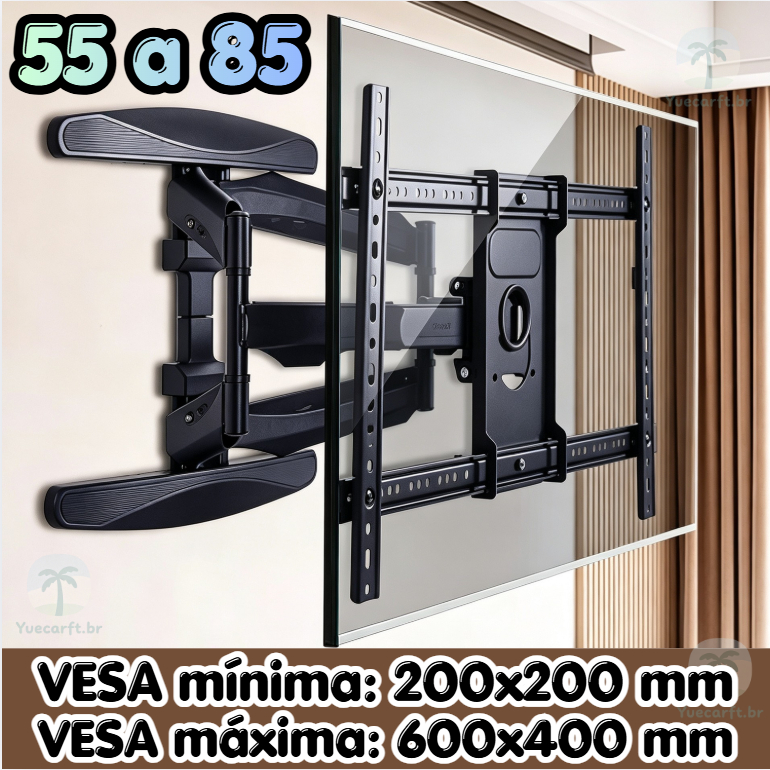 Large Giant Articulated Tv Mount 55 to 85 Reinforced Giant Black Wall Mount