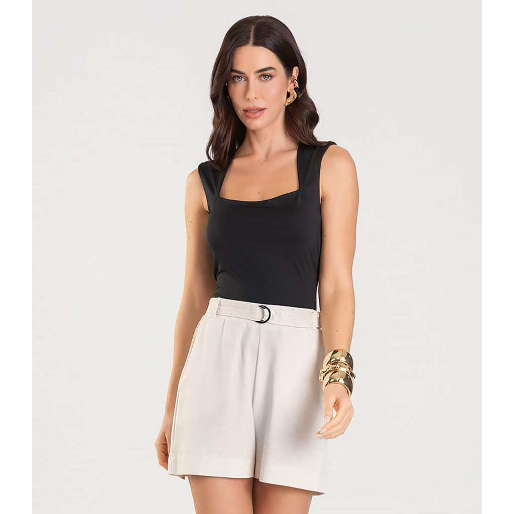 Shorts Feminino Com Cinto Dianna Bege
