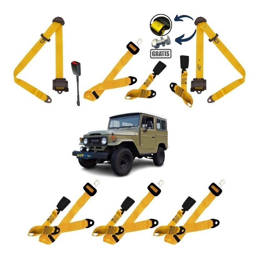 Kit De Cinto Segurança Retrátil Fita Bege Toyota Bandeirante