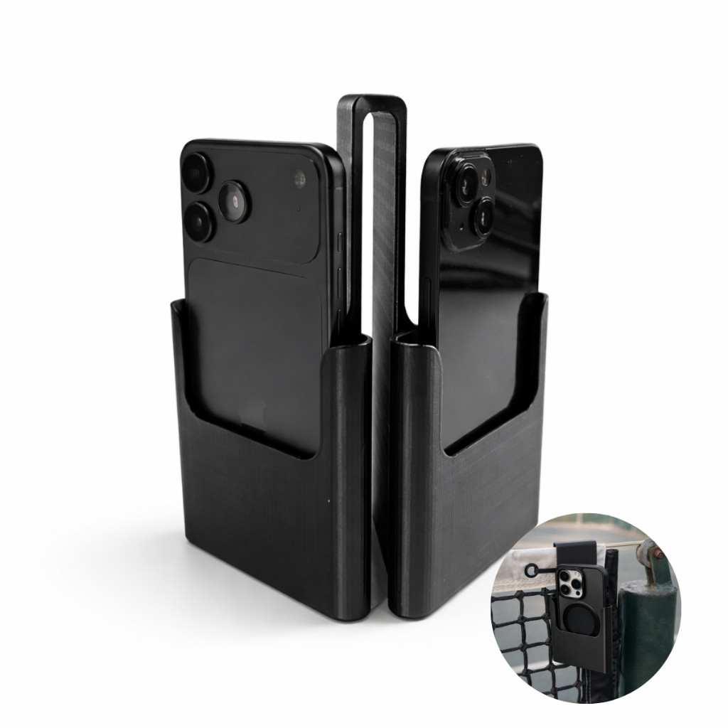 Suporte Duplo para Celular na Rede Vôlei Tênis Beach Tennis Fixação Estável p/ Gravar Jogos Treinos