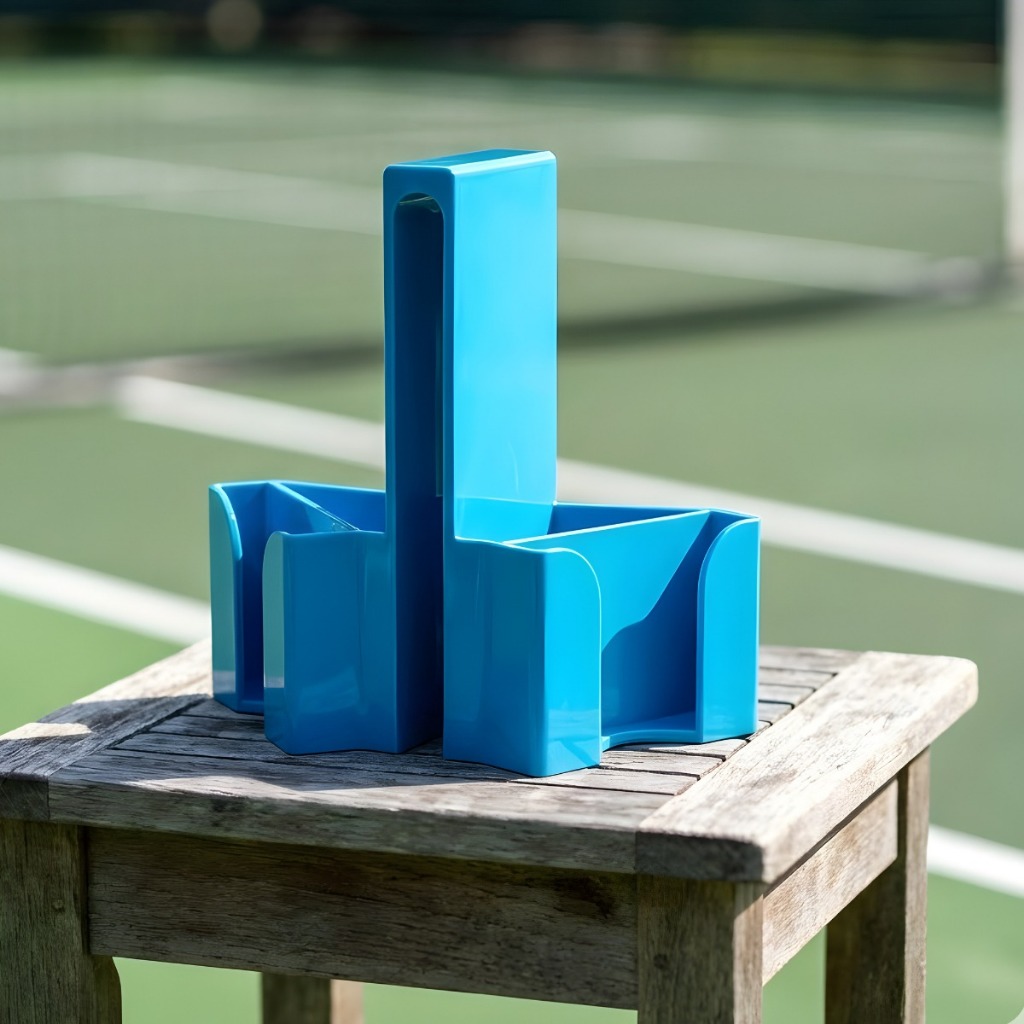 Suporte para Celular na Rede de Tênis, Beach Tennis, Padel e Futevôlei – Duplo para Gravação de Jogos – Azul