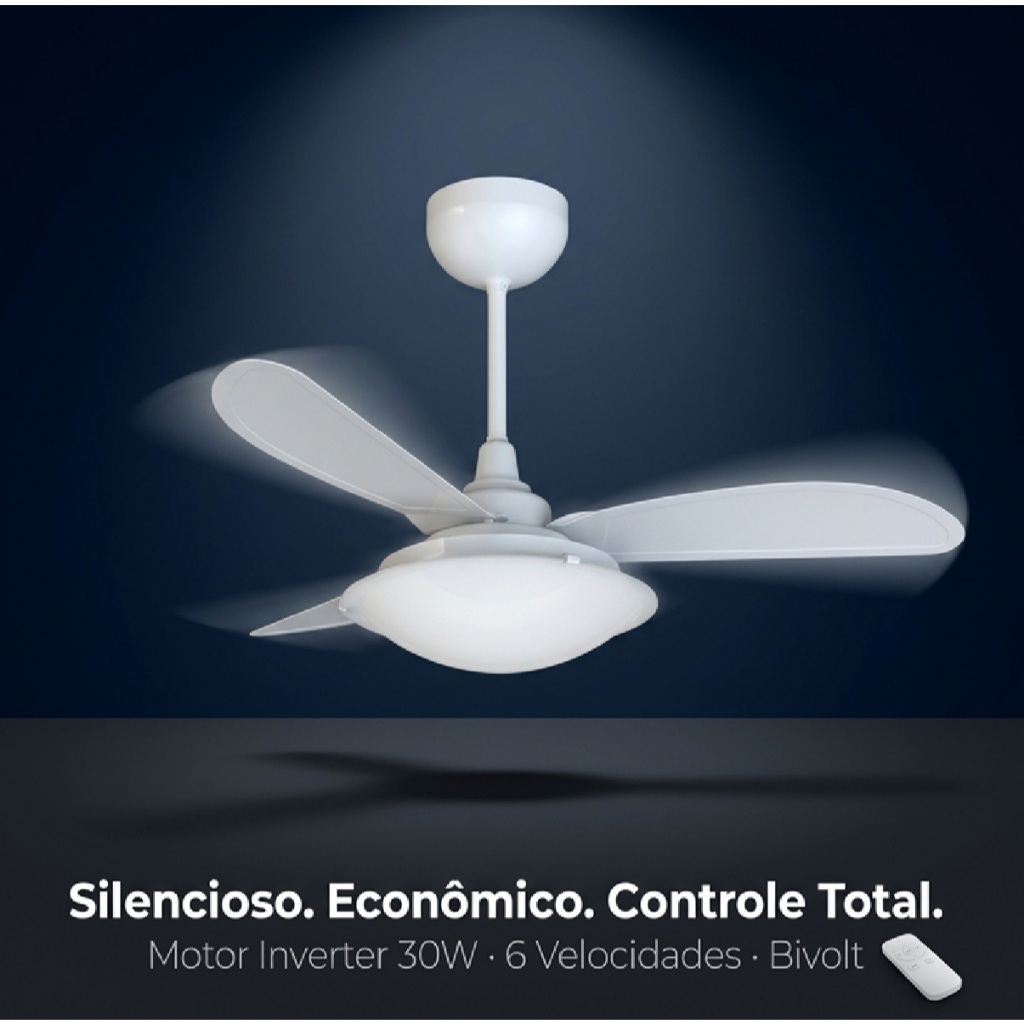 Ventilador Teto Inverter Silencioso Sunny Ventisol Controle Remoto 6 Vel Bivolt 127/220V