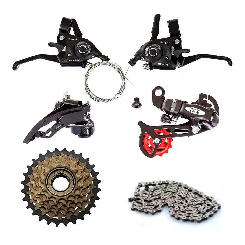 Kit Bicicleta 21 Vel Trocador Marcha Câmbio Catraca Paco Gta