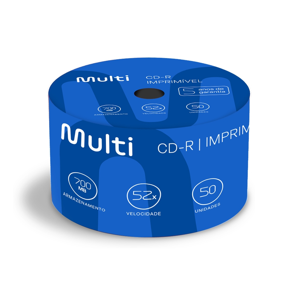 Mídia Cd-R Vel. 52X - 50 Un. Shrink Imprimível Branco Multi - CD052