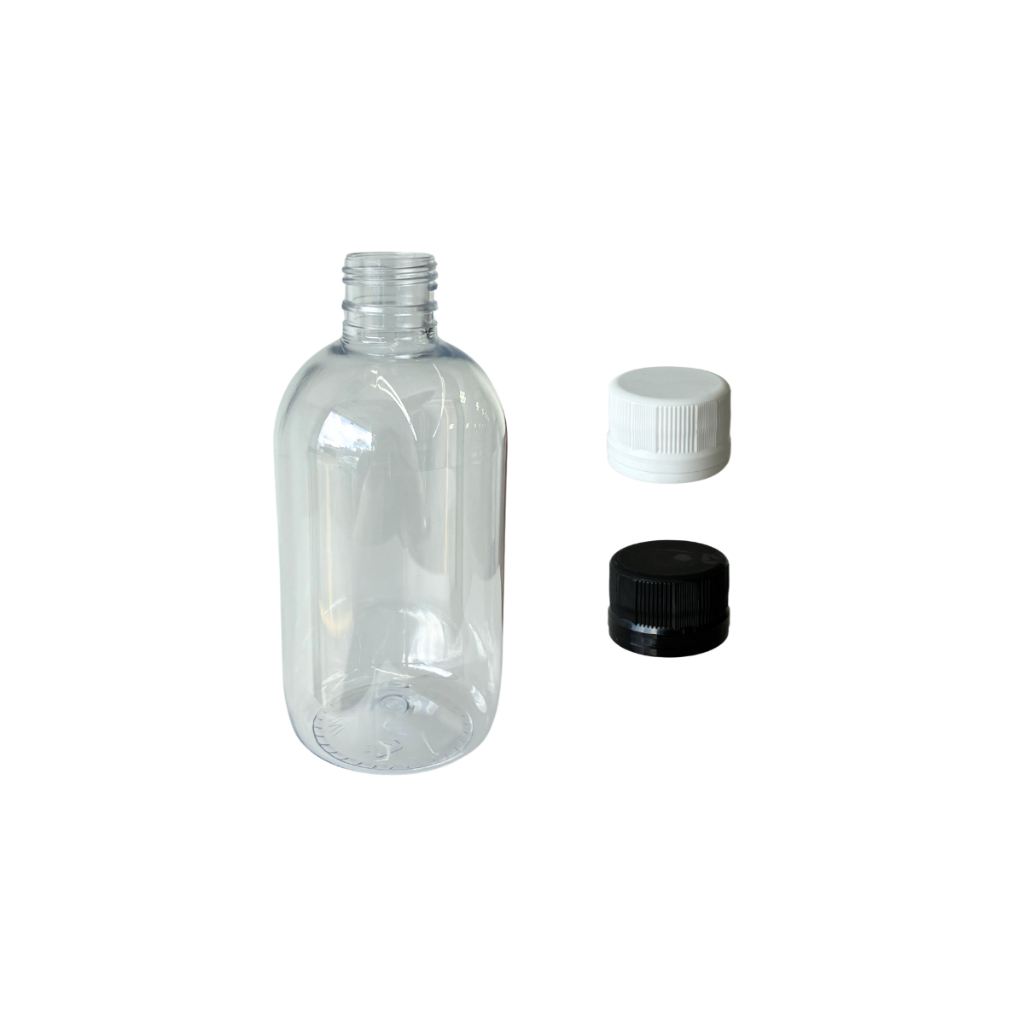 KIT 25 FRASCOS PET CRISTAL 250ML C/ TAMPA ROSCA LACRE 24MM