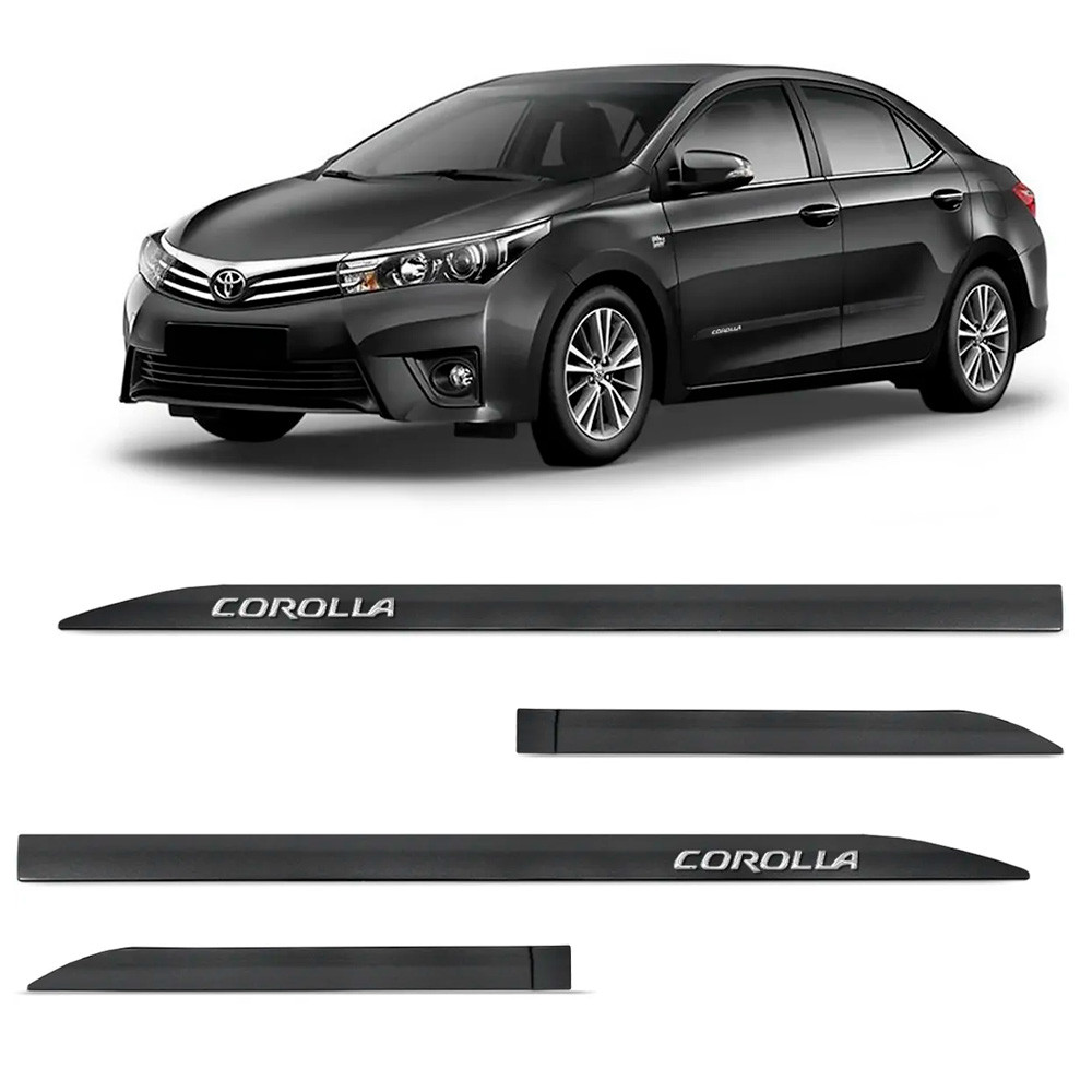 Friso Lateral Toyota Corolla 2007 a 2014 Flash Cotrim Protetor de Portas Cinza Granito 4 Peças