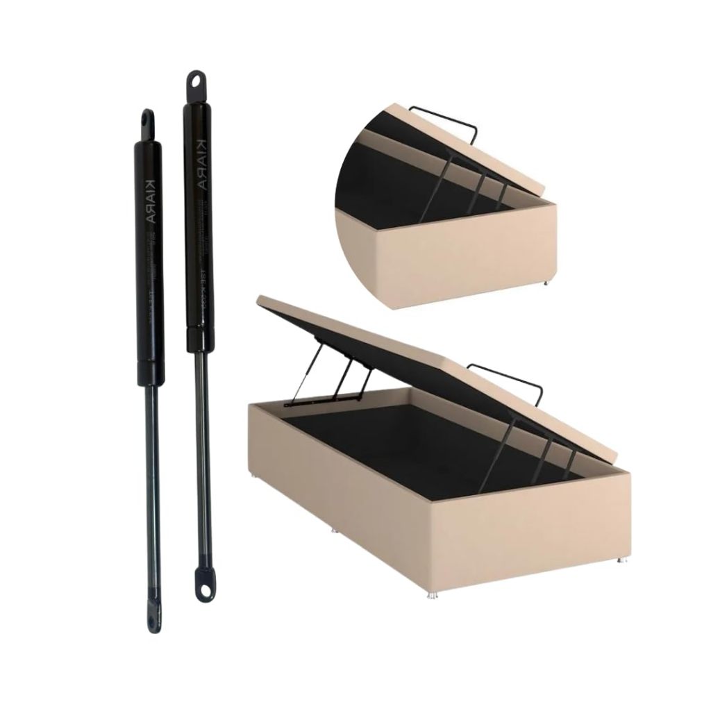 Kit Pistão a Gás 550 N para Box Baú - Preto (Compatível com solteiro e bicama baú)