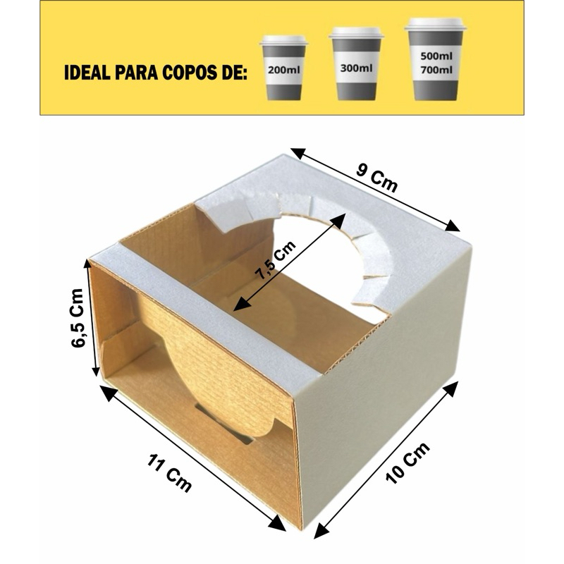 porta copo para delivery com juste para copo de 200 ML, 300 ate 700 ML - 25 unidades