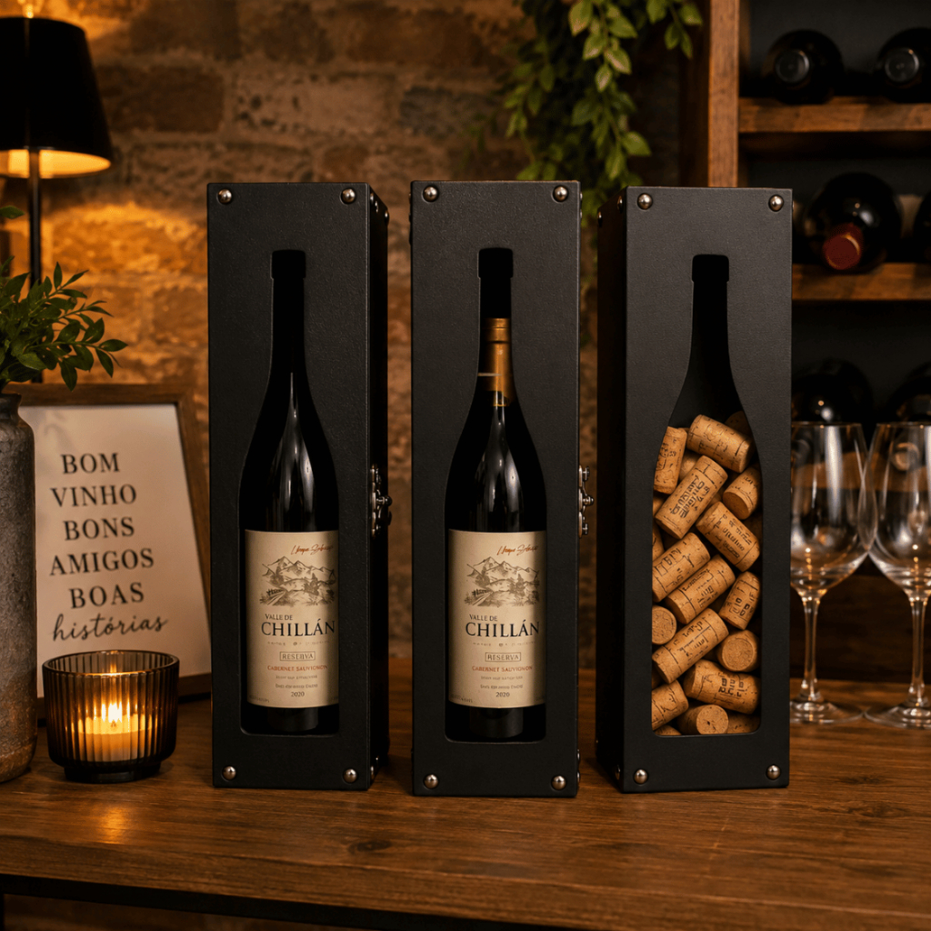 Caixa De Vinho Porta Rolha Preta - Decoração, Presente, Aniversário