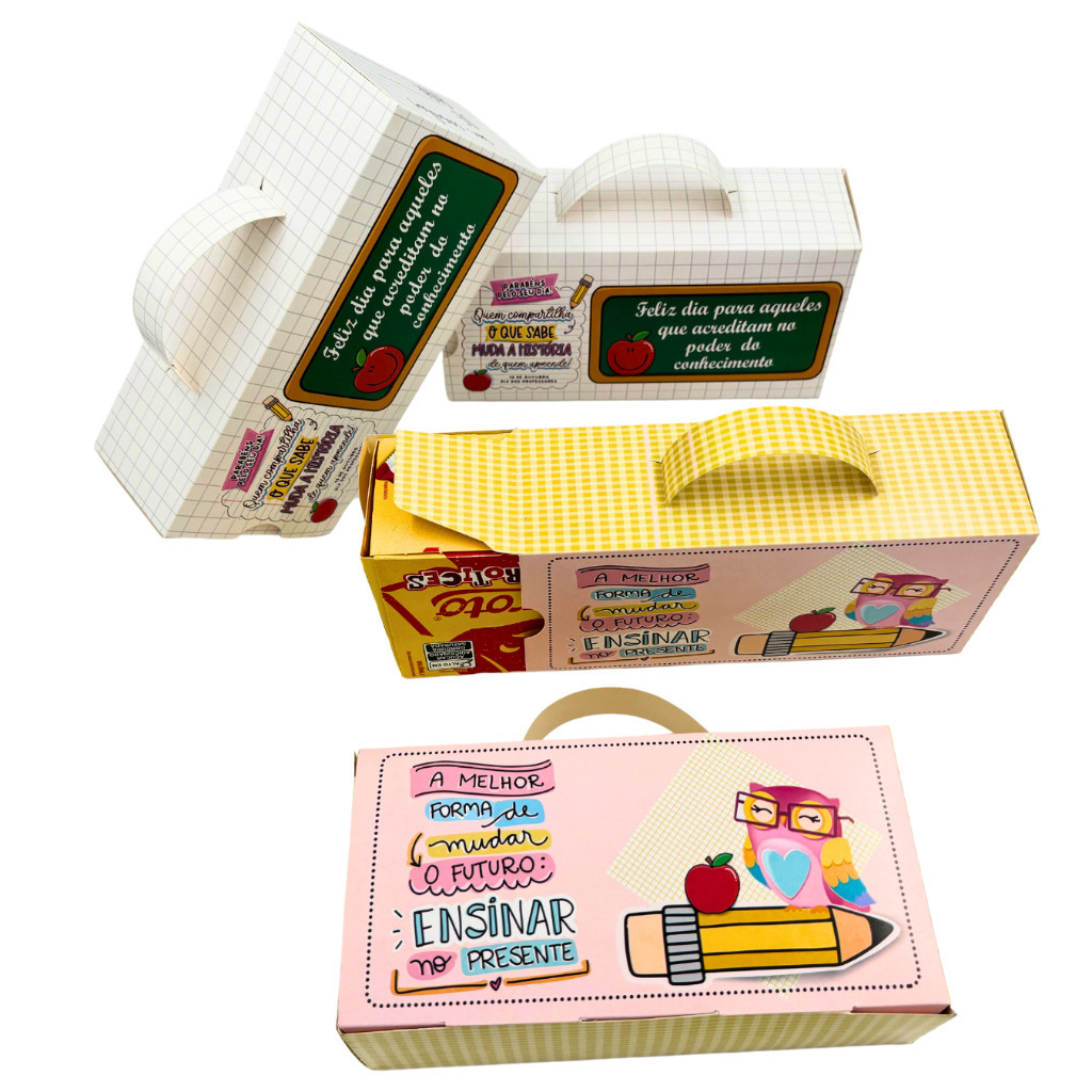 Caixa do Dia dos Professores - Caixa porta caixa de Bom Bom, doces e lembrancinhas (19,5 x 10 x 6cm)