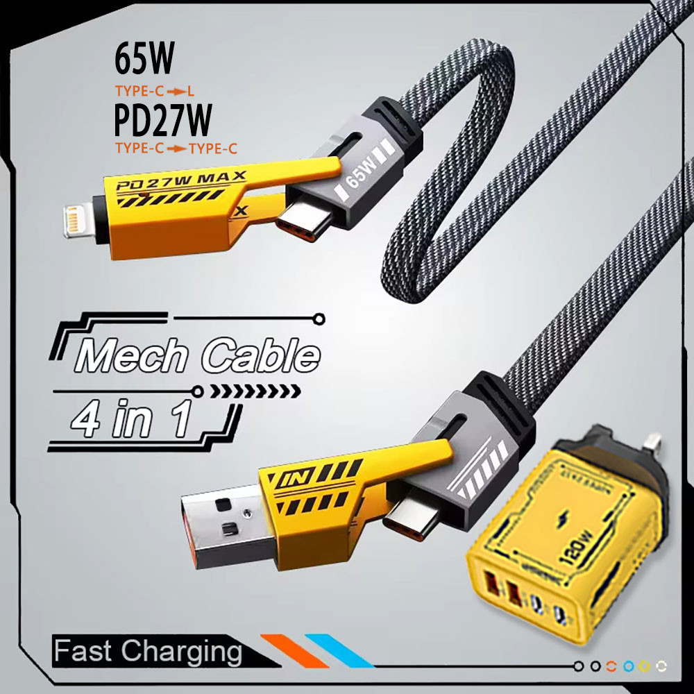 1 Kit 240W Carregador PD 65w 27w De Dados De Carregamento Rápido 4 Em 1 Tipo C  iPhone Adequado Android cabo