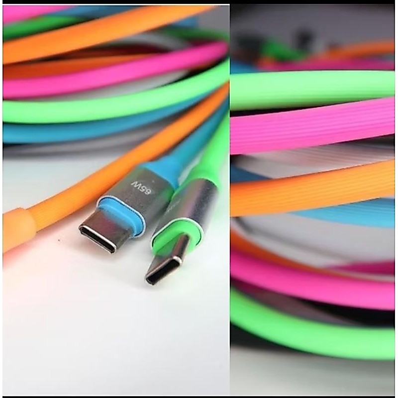 kit 2 Cabos de Silicone USB para Tipo C ou iPhone 1,20M- Flexível e Resistente