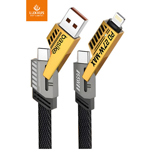 Cabo Carregador Para Iphone Usb Turbo 65w 4 Em 1 Tipo C 1m Preto CB-74