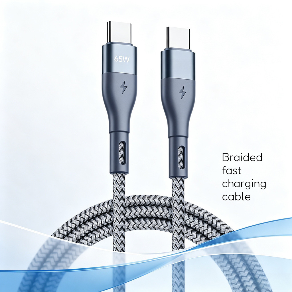 Cabo de carregamento rápido trançado de 65W tipo-c para tipo-c 1m/2m adequado para iPhone 16/17 série completa Tablet No