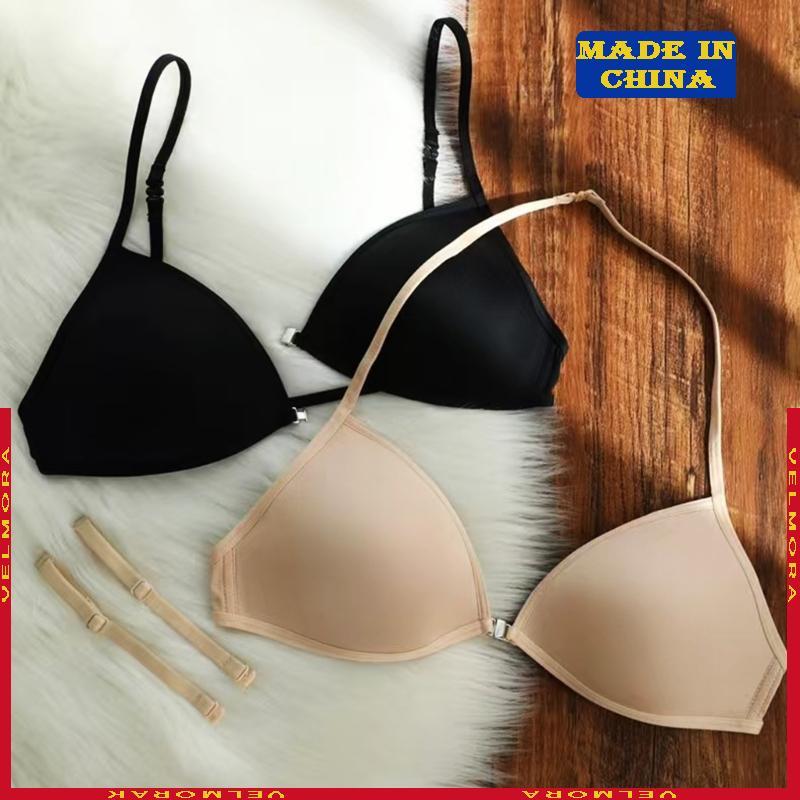 VEl Sutiã Feminino Fechamento Frontal, Push Up Decote V Profundo, Camiseta Aro Acolchoado Rastros Multiway