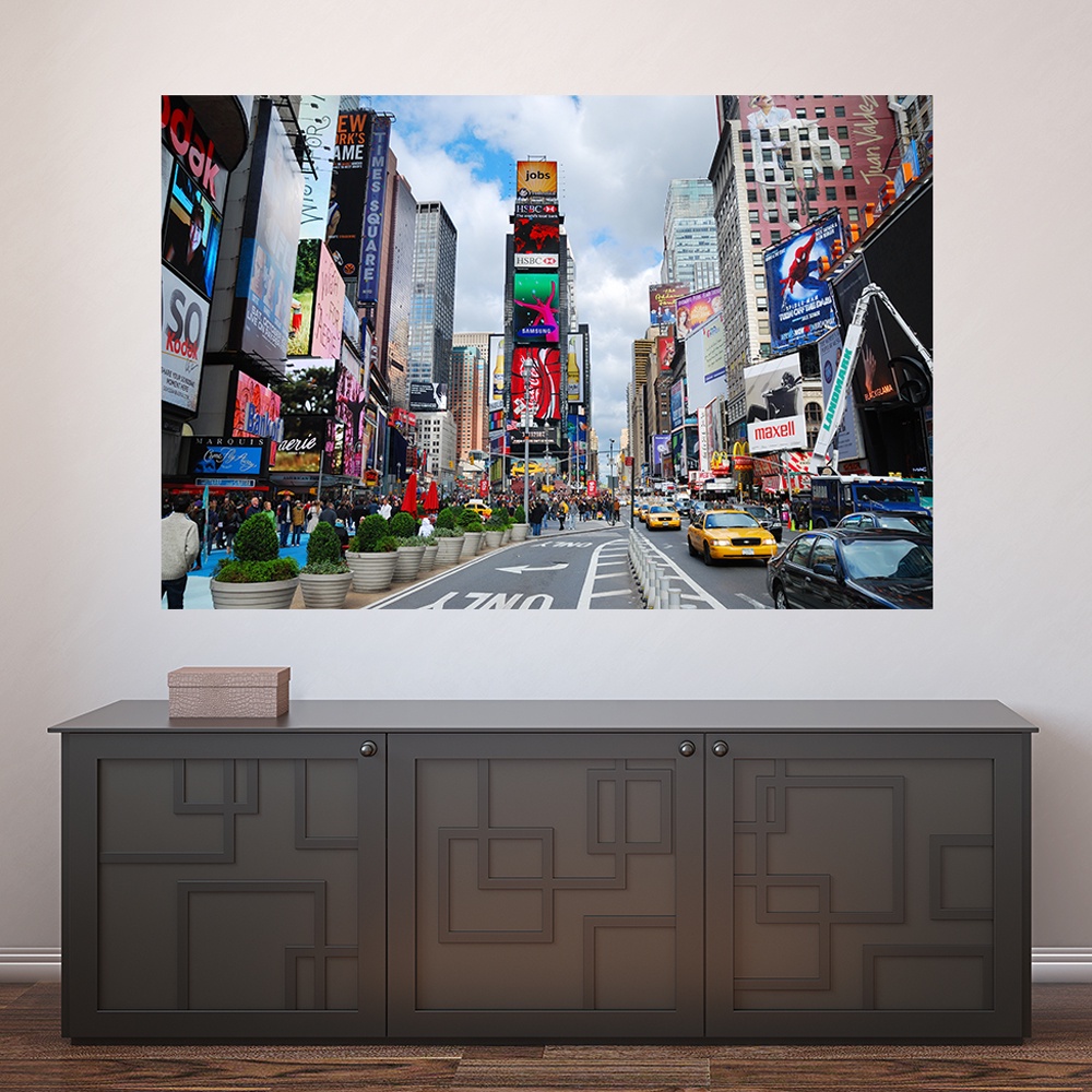 Painel Adesivo Decorativo de Parede Times Square Nova Iorque Mundo Casa Sala Quarto - 710pn