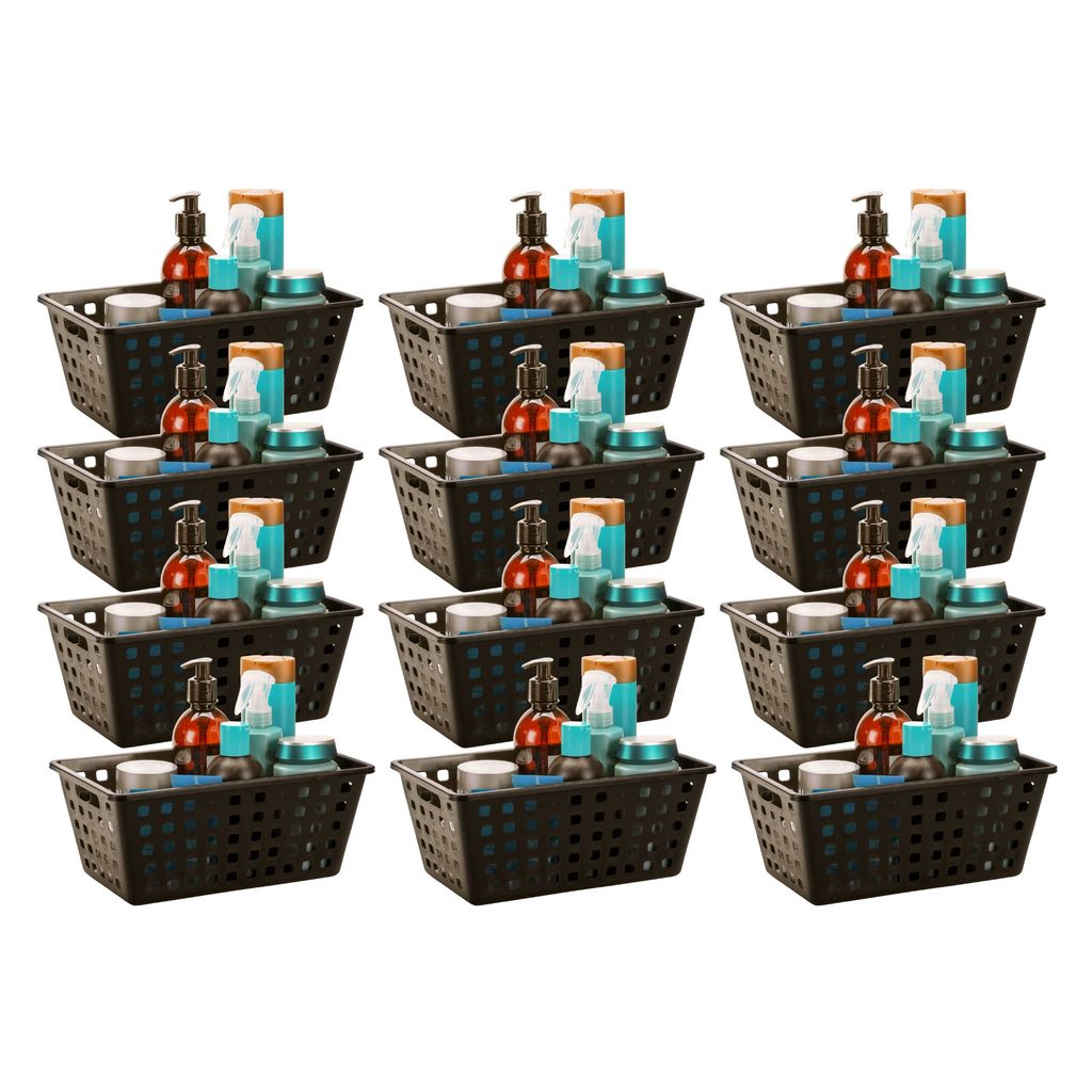 Kit 12 Cesto Plástico Organizador Square Preto 4,2 L Prático