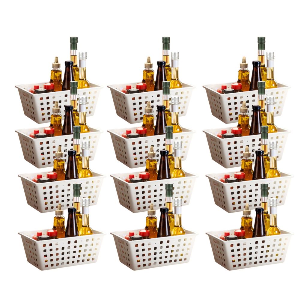 Kit 12 Cesto Organizador Square 4,2 L Branco Plástico Resistente para Gavetas