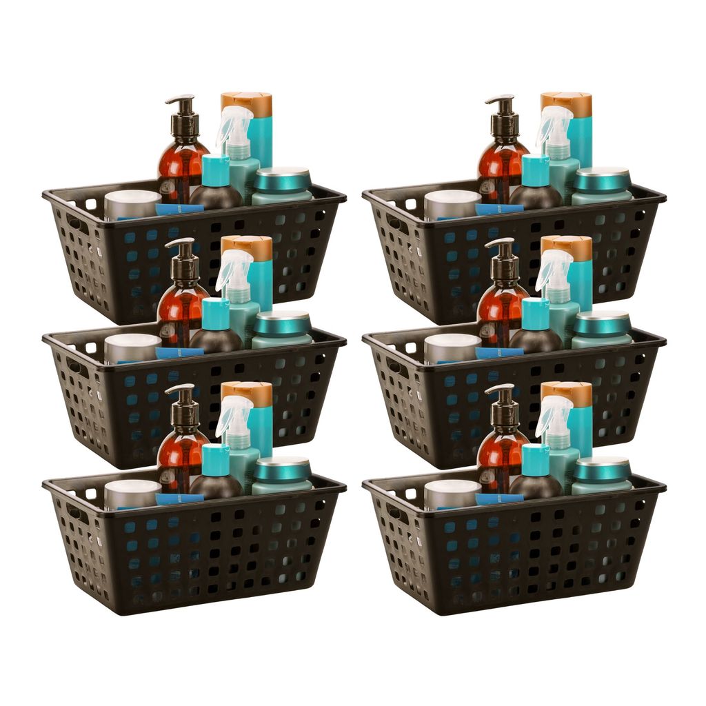 Kit 6 Cesto Plástico Organizador Square Preto 4,2 L Prático e Durável Multiuso
