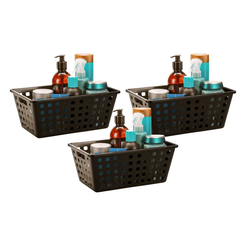 Kit 3 Cesto Plástico Organizador Square Preto 4,2 L  Durável