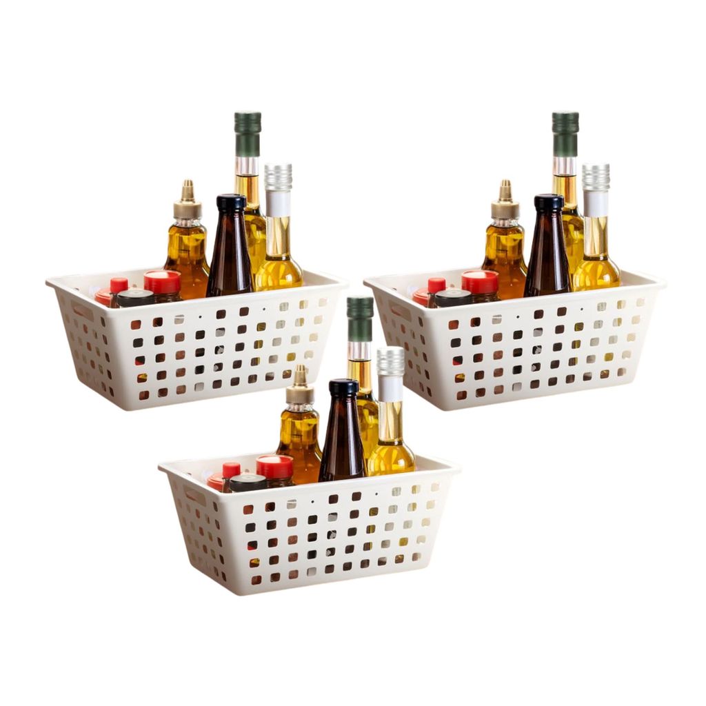 Kit 3 Cesto Organizador Square 4,2 L Branco Plástico Resistente para Armários