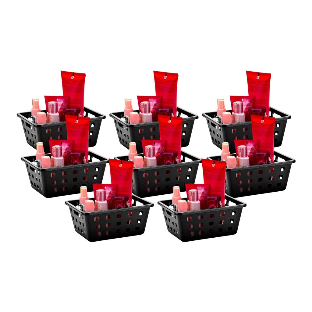 Kit 8 Cesto Plástico Square Preto 1,3 L Prático e Resistente