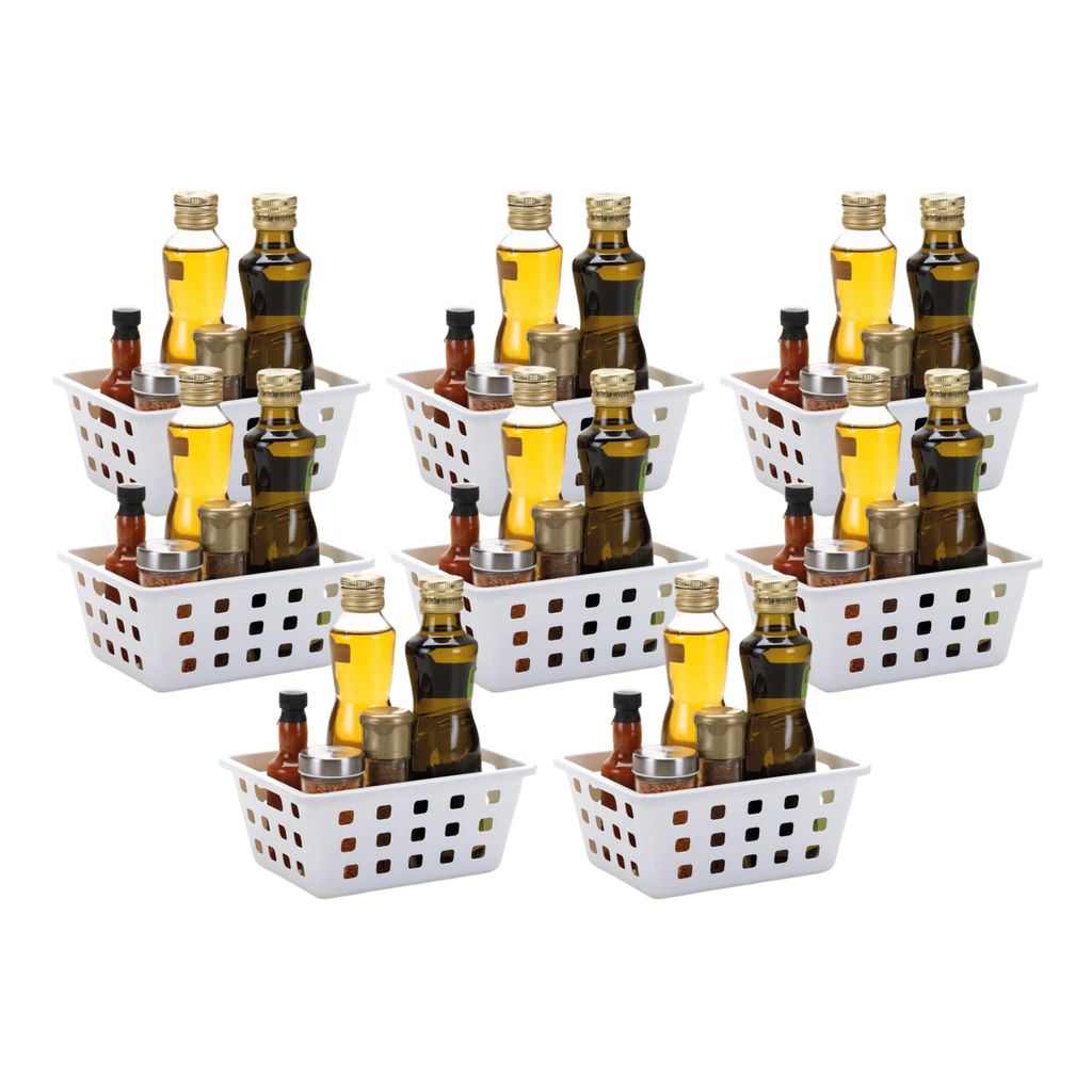 Kit 8 Cesto Organizador Square 1,3 L Branco Plástico para Gavetas e Prateleiras
