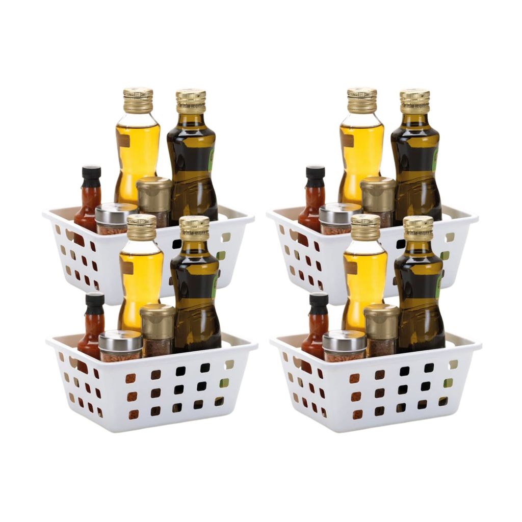 Kit 4 Cesto Organizador Square 1,3 L Branco Plástico Ideal para Prateleiras