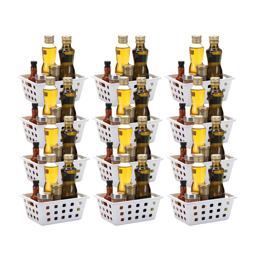 Kit 12 Cesto Organizador Square 1,3 L Branco Plástico Ideal para Gavetas