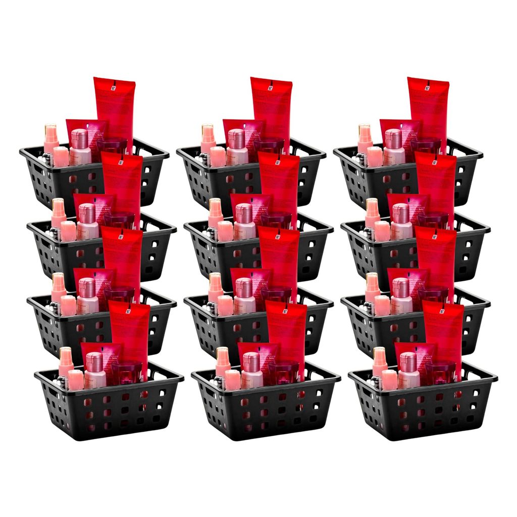 Kit 12 Cesto Plástico Organizador Square Preto 1,3 L Prático
