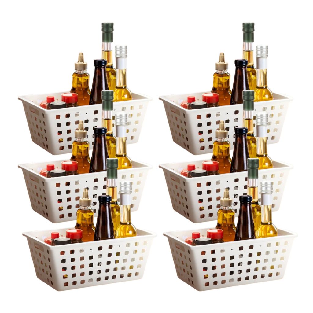 Kit 6 Cesto Organizador Square 4,2 L Branco Plástico para Gavetas e Armários