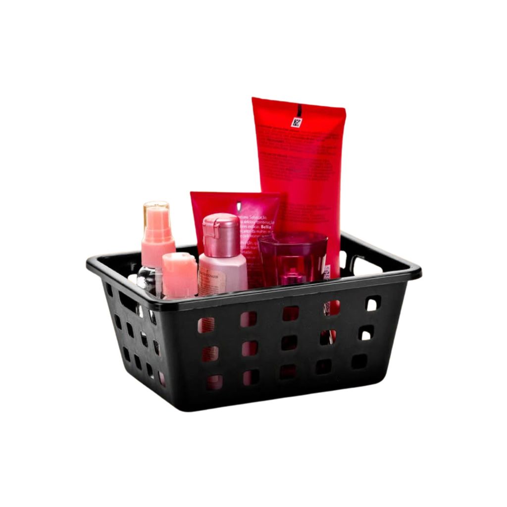 Cesto Plástico Organizador Square Preto 1,3 L Prático e Resistente