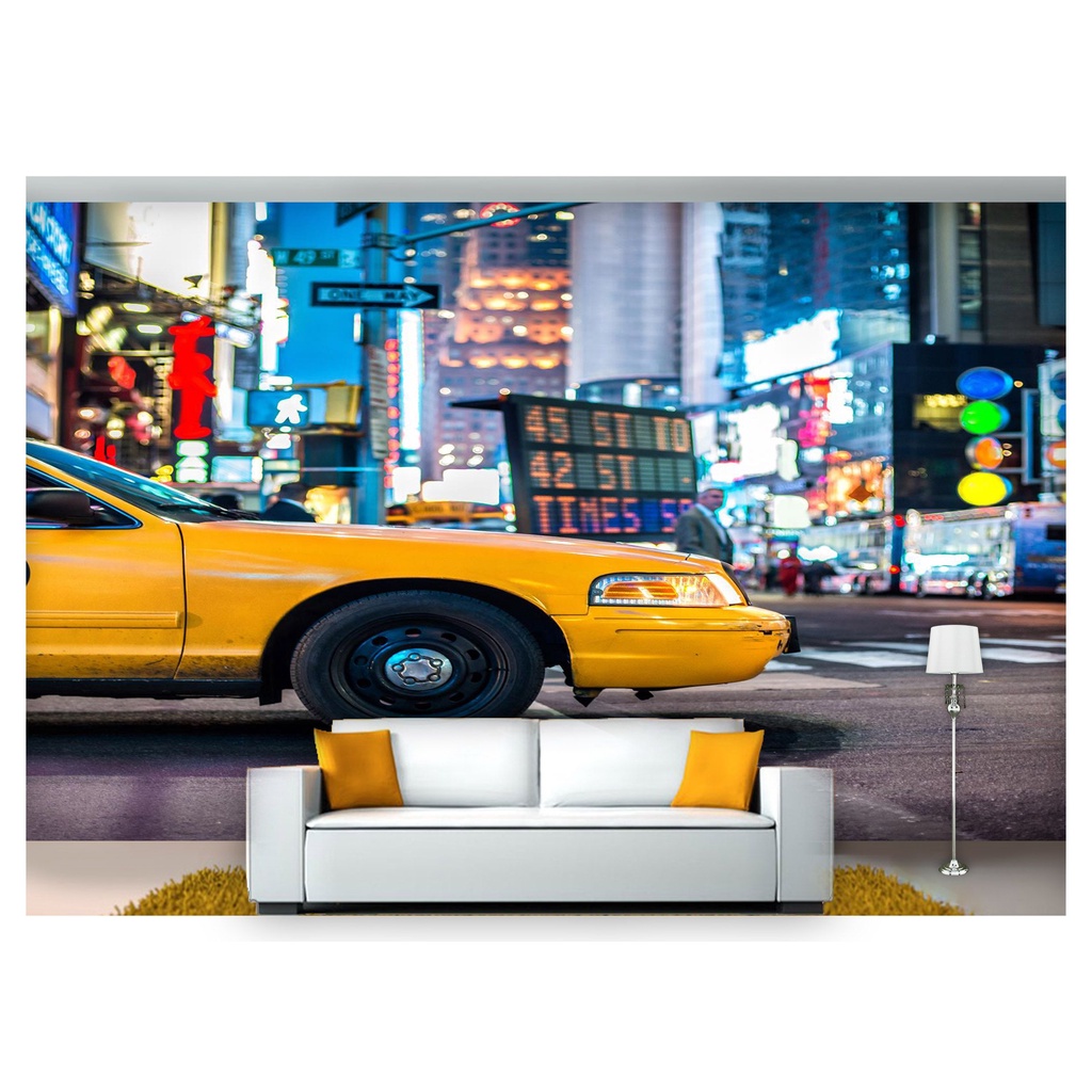 papel de parede Cidade Time square Ny taxi 3D 6m² NCD202
