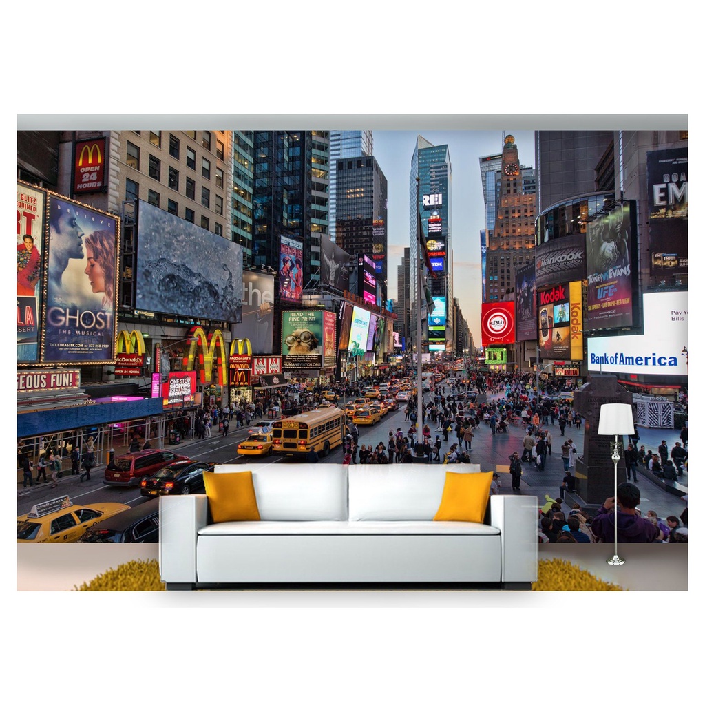 papel de parede Cidade Time square Ny taxi 3D 6m² NCD237
