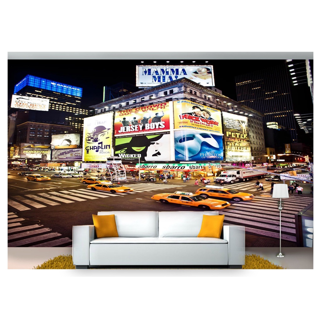 papel de parede Cidade Time square Ny taxi 3D 6m² NCD162