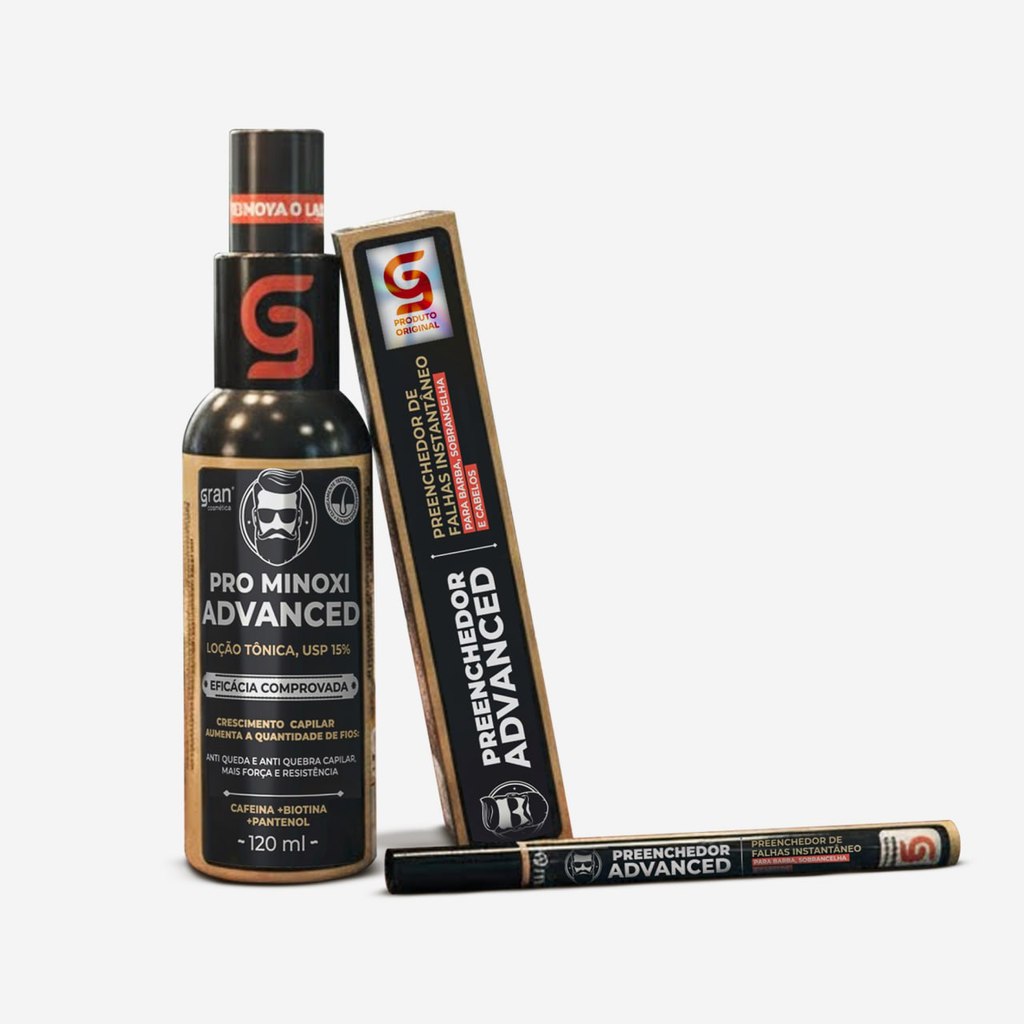 Kit Preenchedor de Falhas na Barba e Sombracelhas - Tônico Pro Minoxi Advanced + Caneta Preenchedora