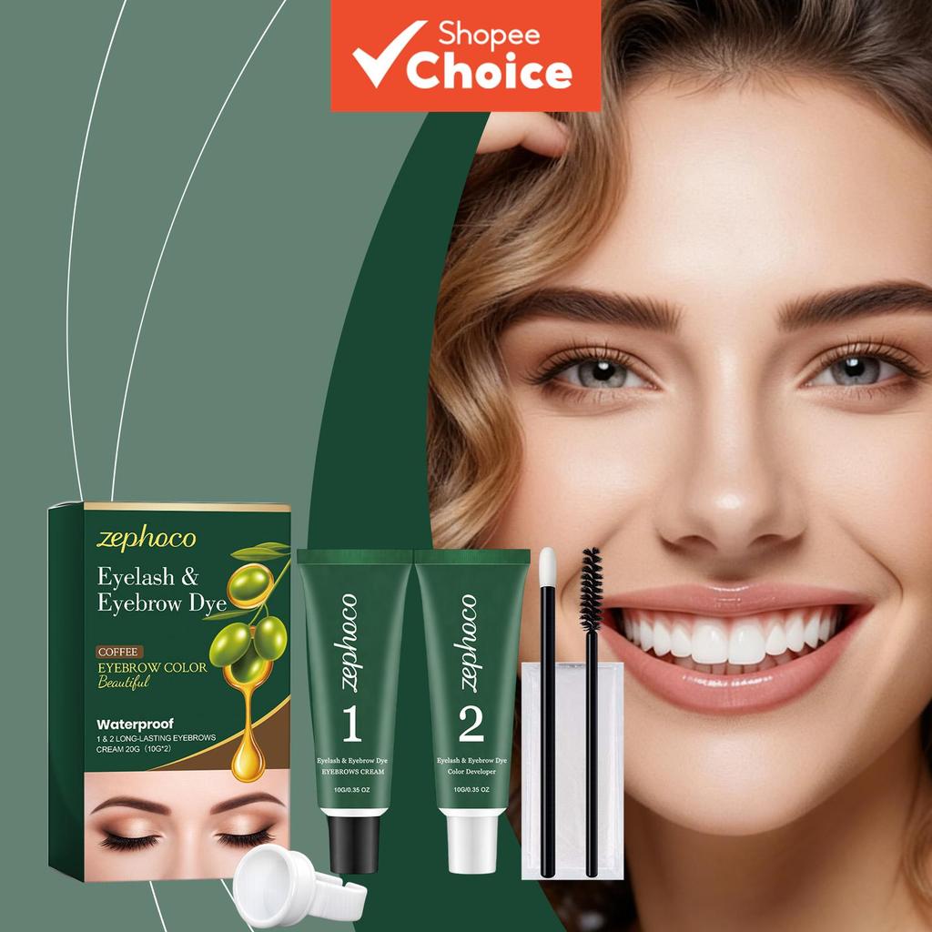Kit de Tintura para Cílios e Sobrancelhas Zephoco Conjunto Botânico Profissional Cor Marrom/Preto/Café para Sobrancelhas
